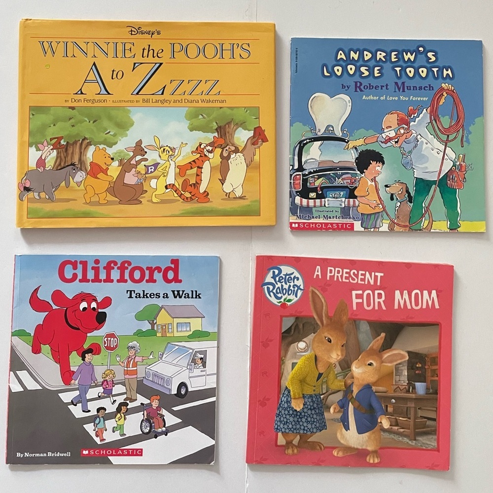 Bundle of 4 Children’s Story Books, Disney, Clifford….